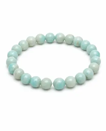 Amazonite natural stone bracelet with 6mm round aqua blue and pale green beads