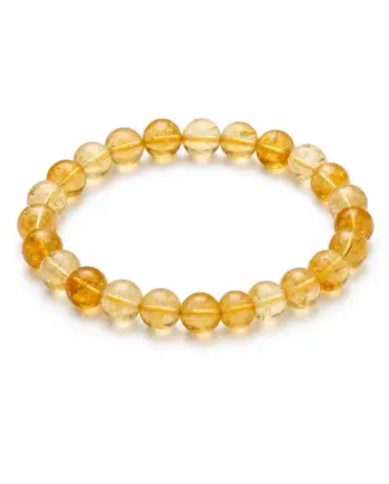 Citrine natural stone bracelet with 6mm round honey yellow gemstone beads