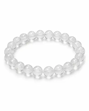 Clear quartz natural stone bracelet with 6mm round transparent gemstone beads