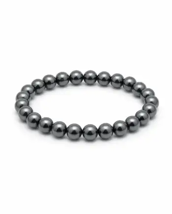 Hematite natural stone bracelet with 6mm round metallic gray beads
