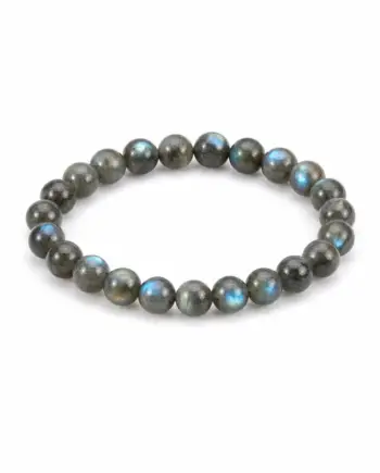 Labradorite natural stone bracelet with 6mm round gray beads and blue flash