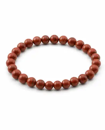 Red jasper natural stone bracelet with 6mm round brick red gemstone beads