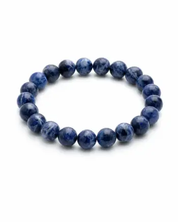 Sodalite natural stone bracelet with 6mm round navy blue and white marbled beads